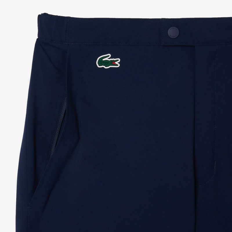 Men's Lacoste Stretch Waterproof Golf Pants Navy Blue | KML941387