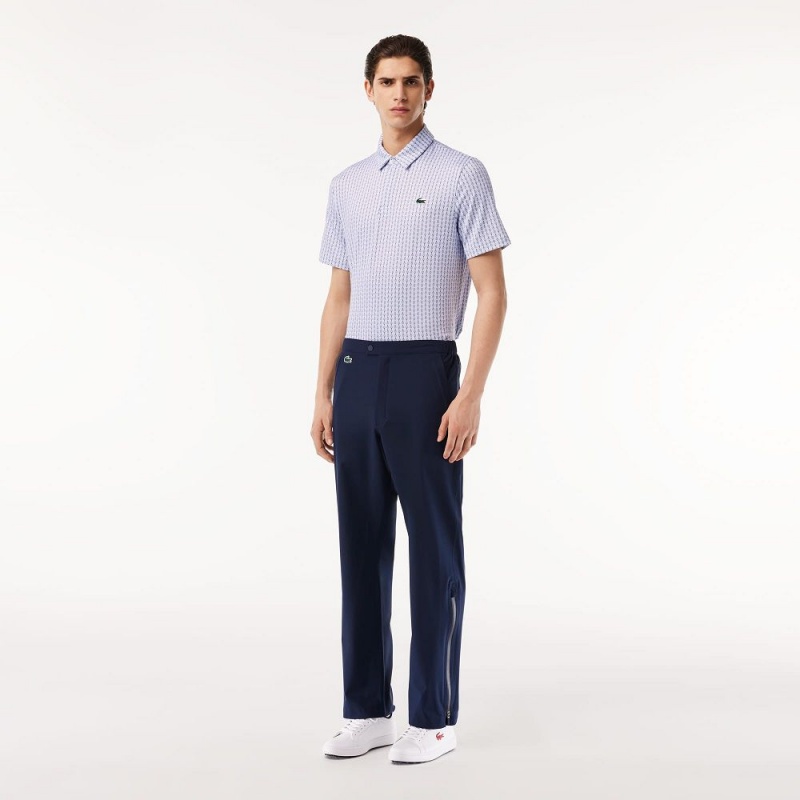 Men\'s Lacoste Stretch Waterproof Golf Pants Navy Blue | KML941387