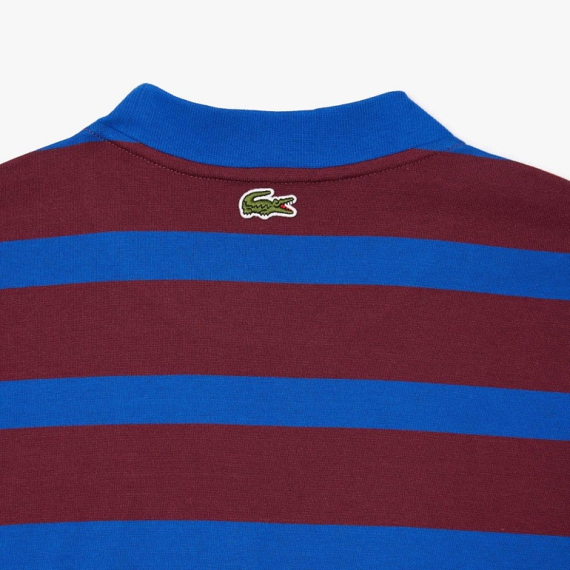 Men's Lacoste Striped 3D Print Cotton T-Shirt Bordeaux Blue | BJZ036758