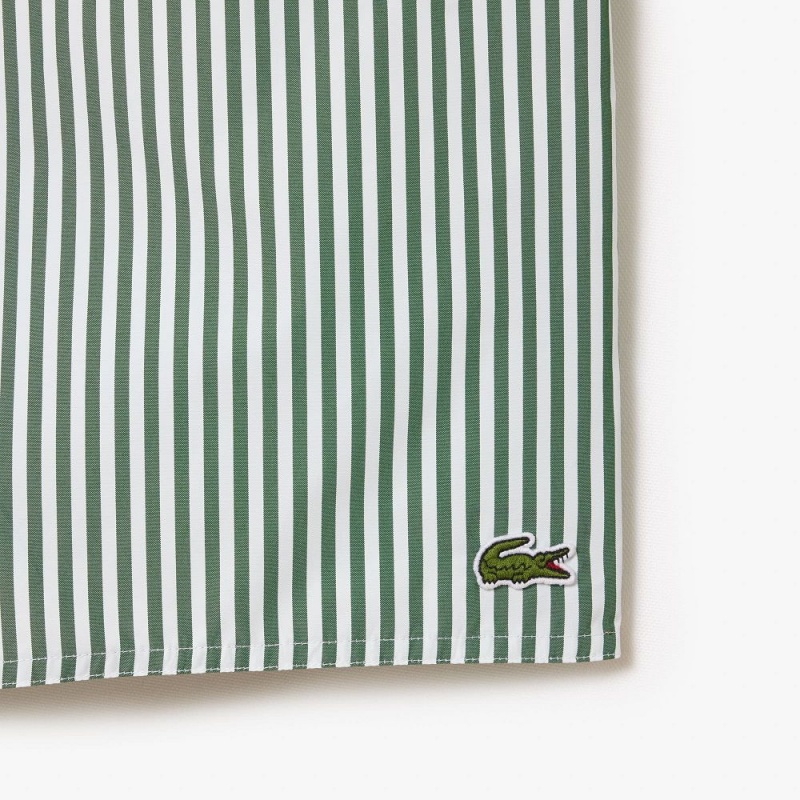 Men's Lacoste Striped Swim Trunks White Green | ZIV742601