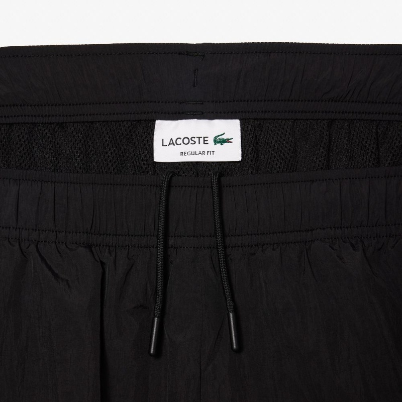 Men's Lacoste Sweatsuit Water Resistant Sweatpants Black Beige White | ECN824307