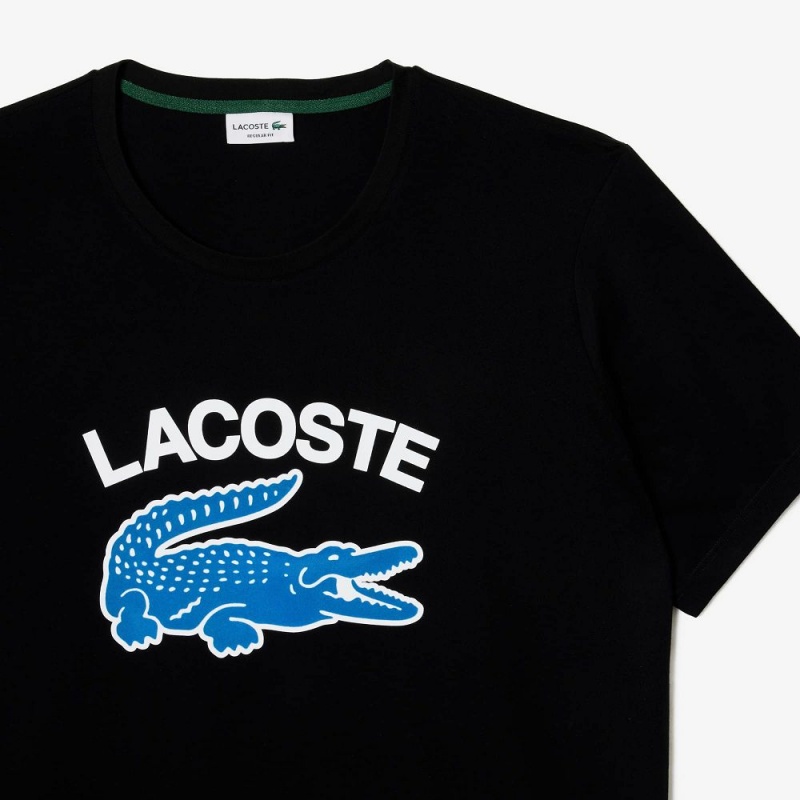 Men's Lacoste Tall Fit Contrast Logo T-Shirt Black | JMV273495