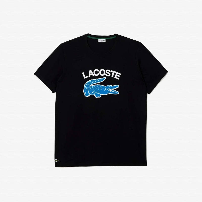 Men\'s Lacoste Tall Fit Contrast Logo T-Shirt Black | JMV273495