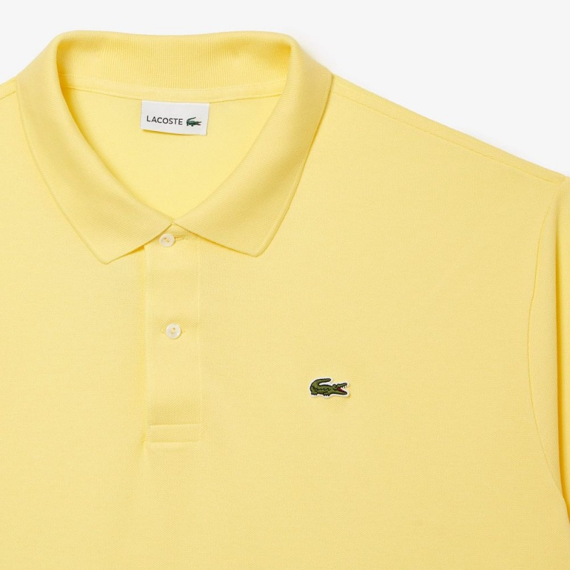 Men's Lacoste Tall Fit Cotton Petit Piqué Polo Shirts Pastel yellow | TBH821304