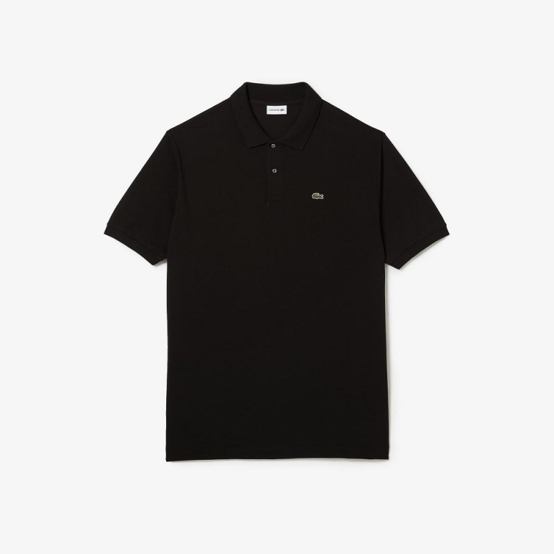 Men's Lacoste Tall Fit Cotton Petit Piqué Polo Shirts Black | UYW439126