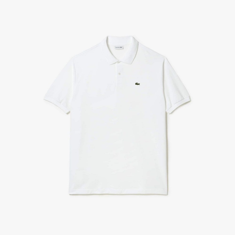 Men's Lacoste Tall Fit Cotton Petit Piqué Polo Shirts White | UIJ781342