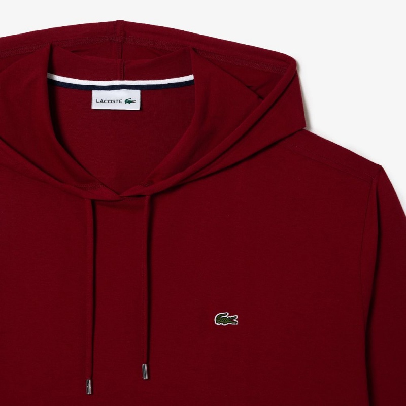 Men's Lacoste Tall Fit Hooded T-Shirt Bordeaux | JMF589371