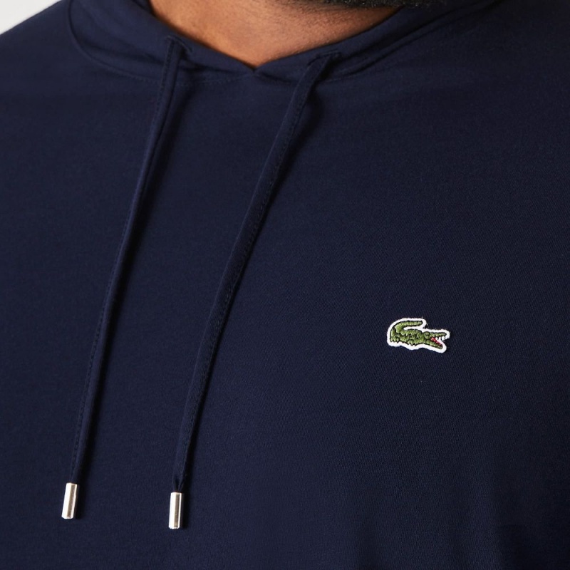 Men's Lacoste Tall Fit Hooded T-Shirt Navy Blue | QBE297815