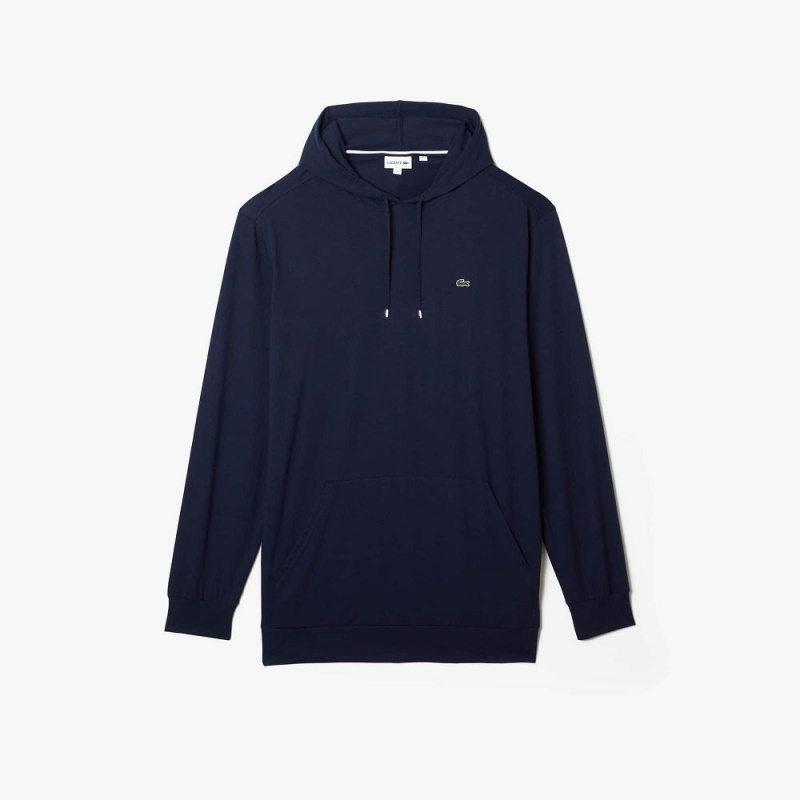 Men's Lacoste Tall Fit Hooded T-Shirt Navy Blue | QBE297815