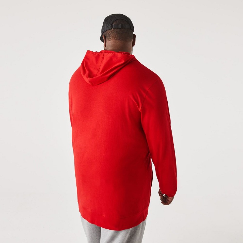 Men's Lacoste Tall Fit Hooded T-Shirt Red | JZY702185