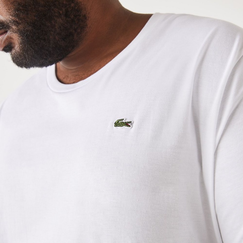 Men's Lacoste Tall Fit Pima Cotton Jersey T-Shirt White | RWN035142