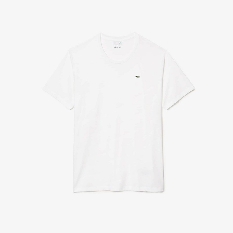 Men's Lacoste Tall Fit Pima Cotton Jersey T-Shirt White | RWN035142