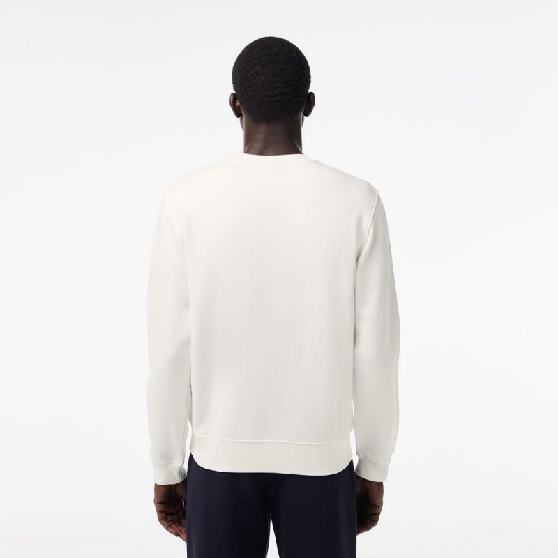 Men's Lacoste Tennis Ball Print Fleece Sweatshirt White | WVH341287