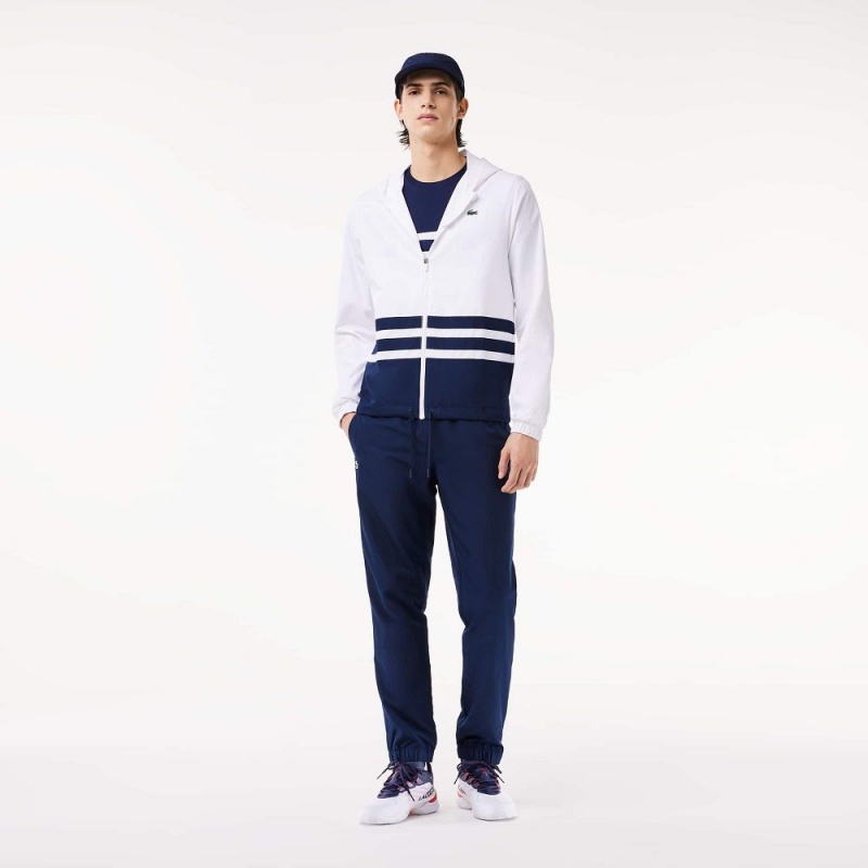 Men's Lacoste Tennis Colorblock Tracksuits White Navy Blue White | ZDC286195