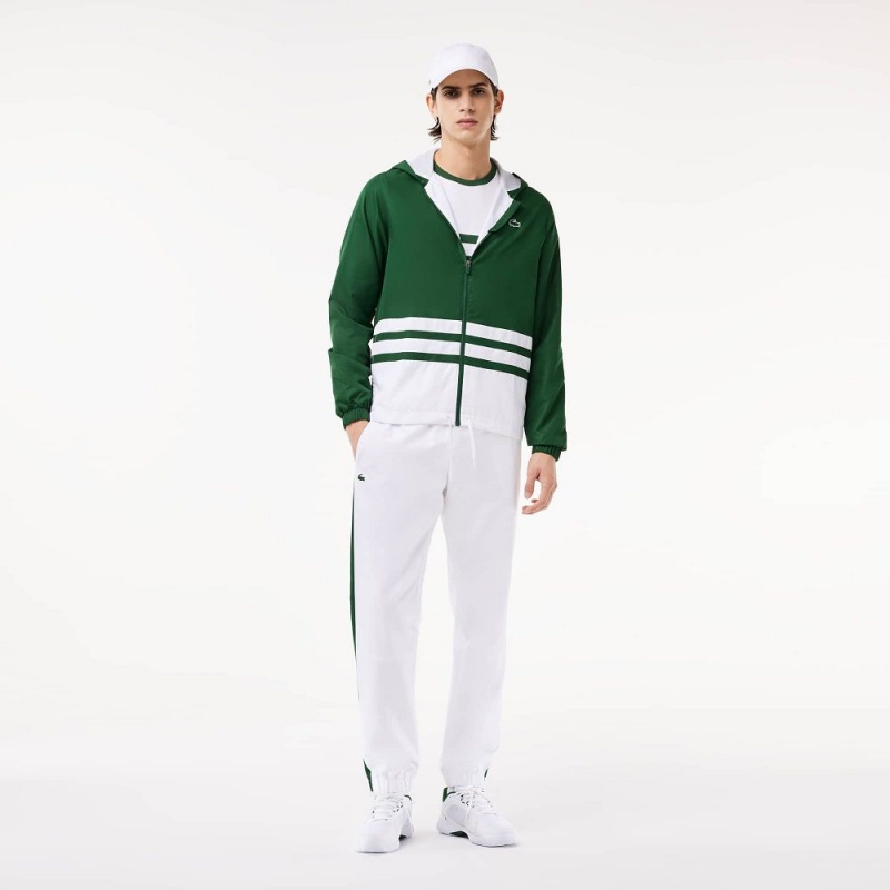 Men's Lacoste Tennis Colorblock Tracksuits Green White Green | QTA910368