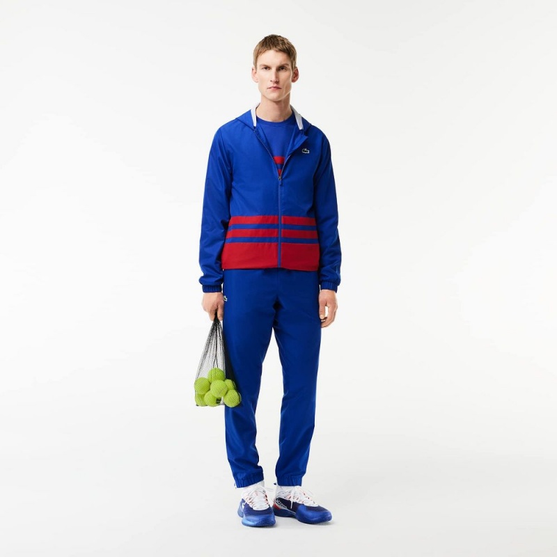 Men's Lacoste Tennis Colorblock Tracksuits Navy Blue Bordeaux White | WRT786943