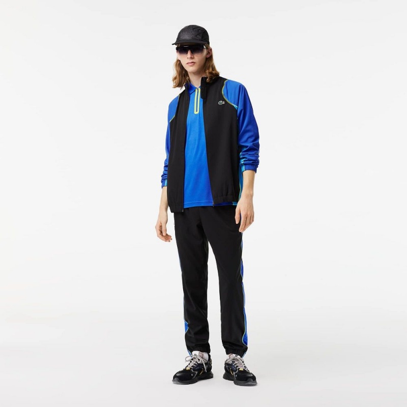 Men's Lacoste Tennis High-Neck Tracksuits Black Blue Yellow | OKE096153