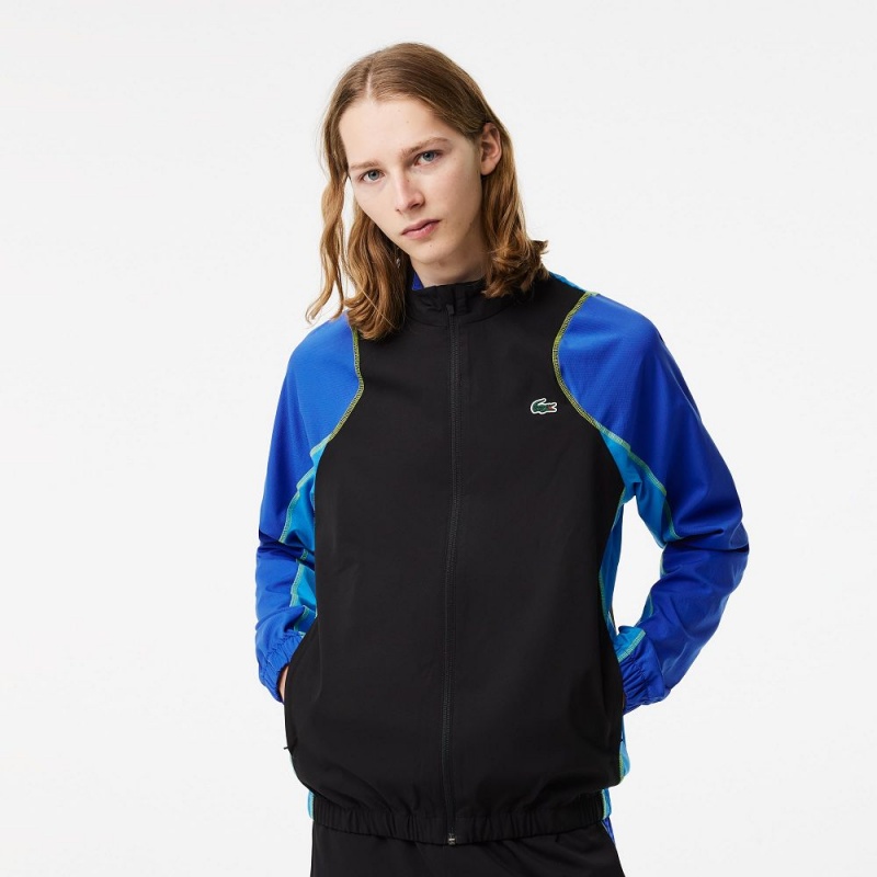 Men's Lacoste Tennis High-Neck Tracksuits Black Blue Yellow | OKE096153