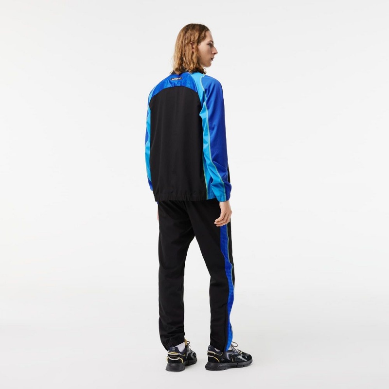 Men's Lacoste Tennis High-Neck Tracksuits Black Blue Yellow | OKE096153