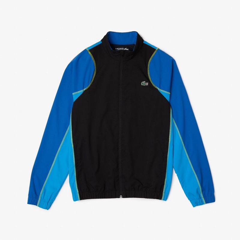 Men's Lacoste Tennis High-Neck Tracksuits Black Blue Yellow | OKE096153