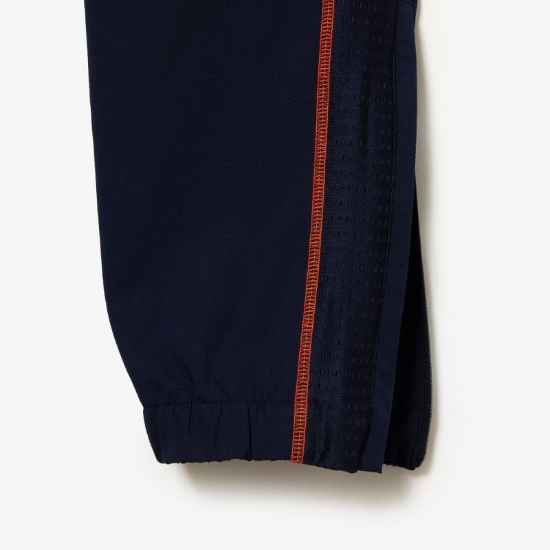 Men's Lacoste Tennis High-Neck Tracksuits Navy Blue Orange | HZG291073