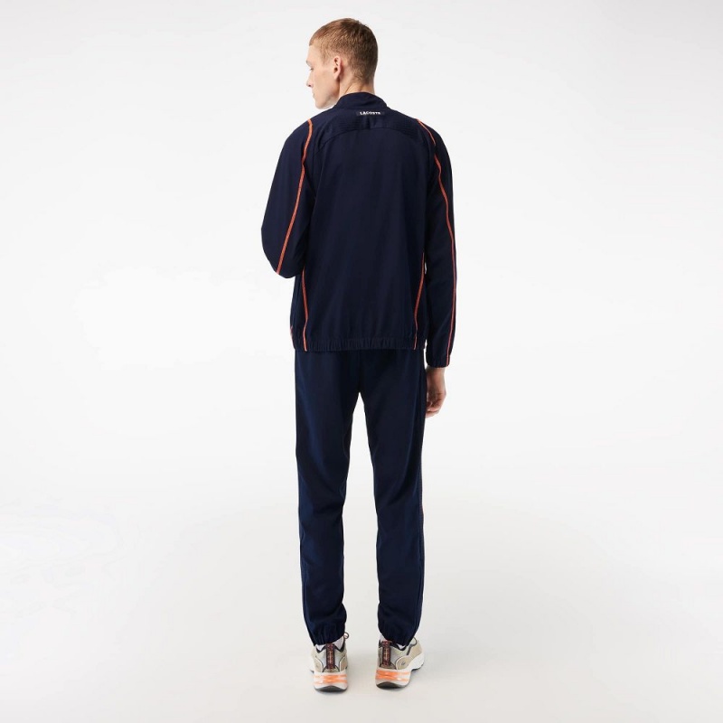 Men's Lacoste Tennis High-Neck Tracksuits Navy Blue Orange | HZG291073