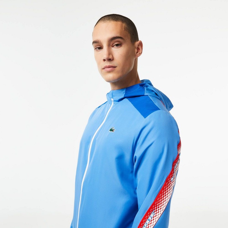 Men's Lacoste Tennis Jackets Blue White | RJF803925