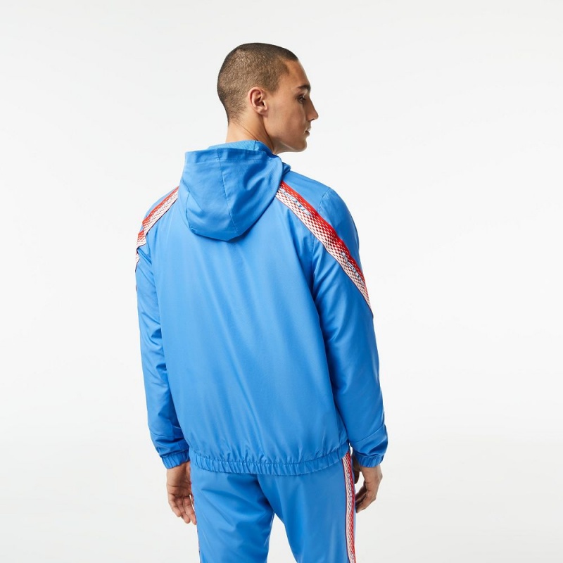 Men's Lacoste Tennis Jackets Blue White | RJF803925