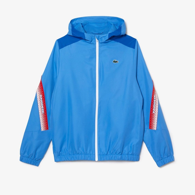 Men's Lacoste Tennis Jackets Blue White | RJF803925