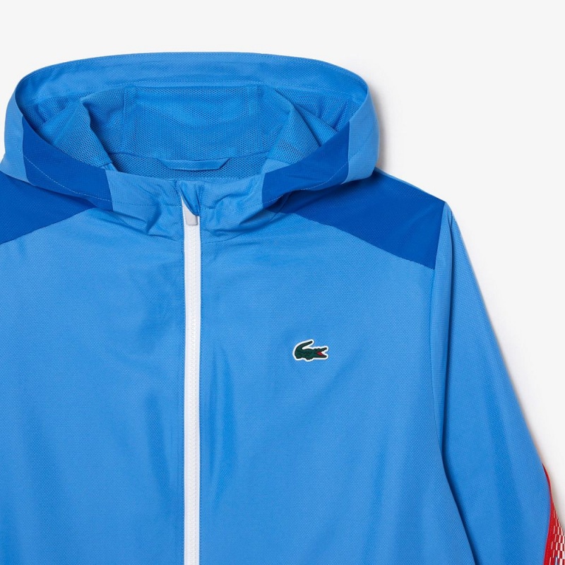 Men's Lacoste Tennis Jackets Blue White | RJF803925