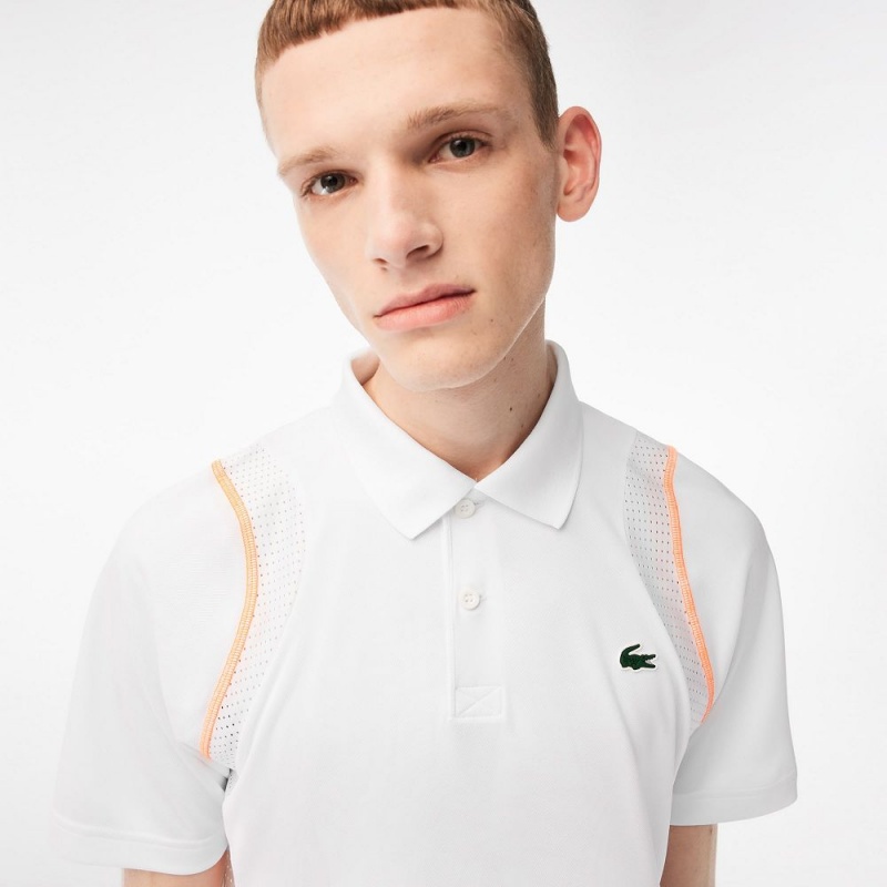 Men's Lacoste Tennis Polo Shirts White Orange | IYQ450381