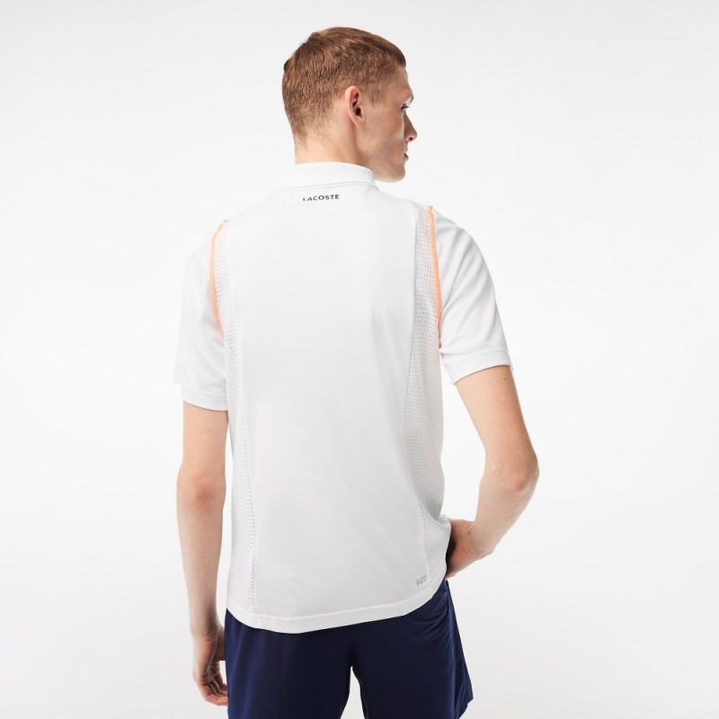 Men's Lacoste Tennis Polo Shirts White Orange | IYQ450381