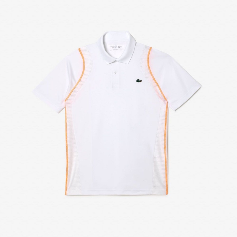 Men's Lacoste Tennis Polo Shirts White Orange | IYQ450381