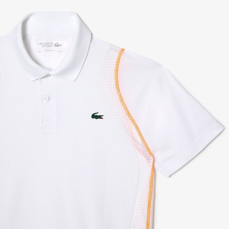 Men's Lacoste Tennis Polo Shirts White Orange | IYQ450381