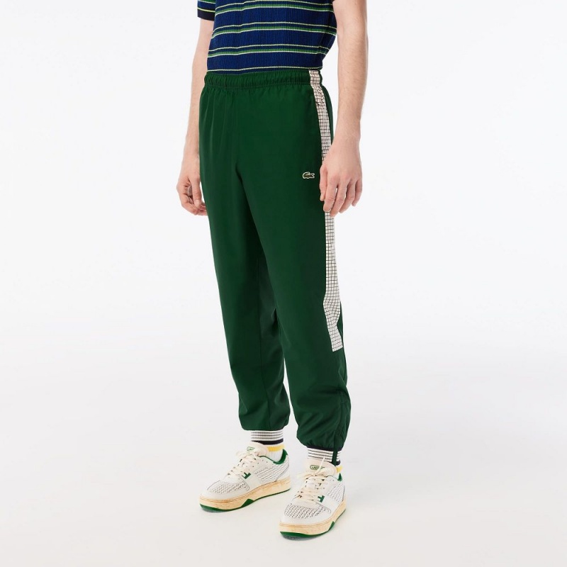 Men's Lacoste Tennis Print Joggers Green White | FIH549180