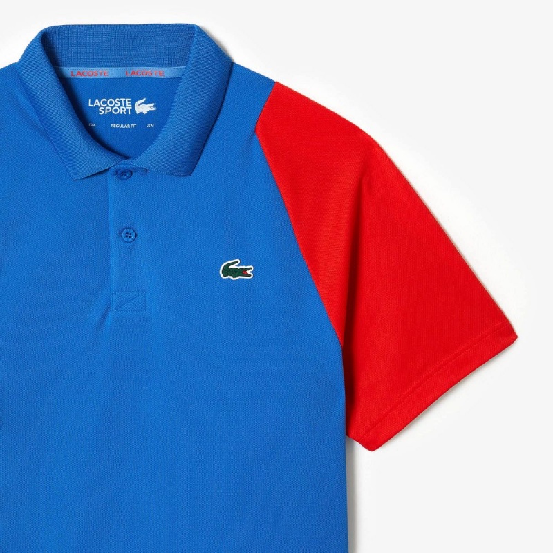 Men's Lacoste Tennis Recycled Polyester Polo Shirts Blue Red Blue | ZYA748921