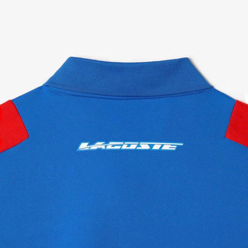 Men's Lacoste Tennis Recycled Polyester Polo Shirts Blue Red Blue | ZYA748921