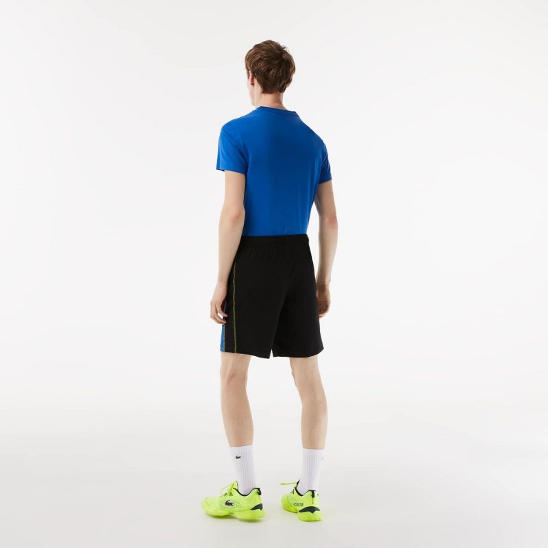 Men's Lacoste Tennis Shorts Black Blue Yellow | JZG703615