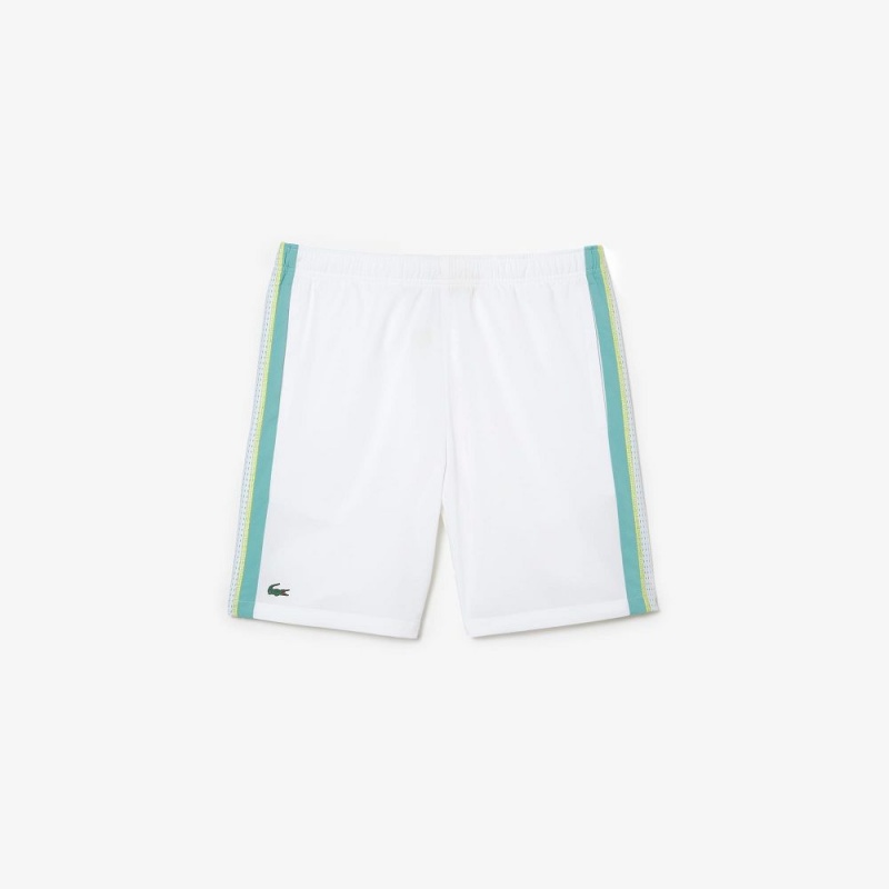 Men's Lacoste Tennis Shorts White Green Yellow | YVP346290