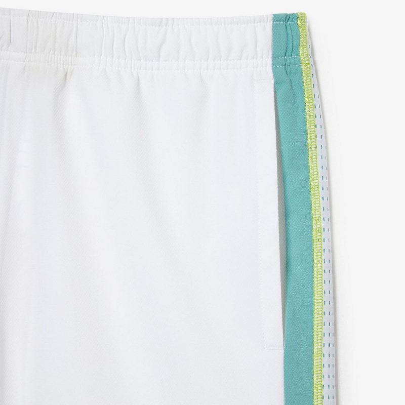 Men's Lacoste Tennis Shorts White Green Yellow | YVP346290