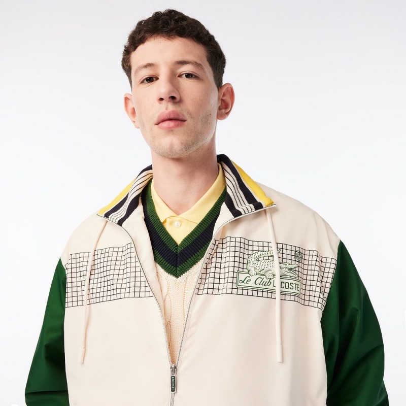 Men's Lacoste Track Jackets White Green | KWJ957028