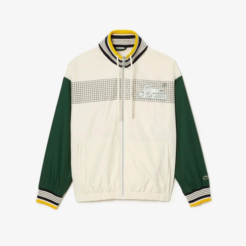 Men's Lacoste Track Jackets White Green | KWJ957028