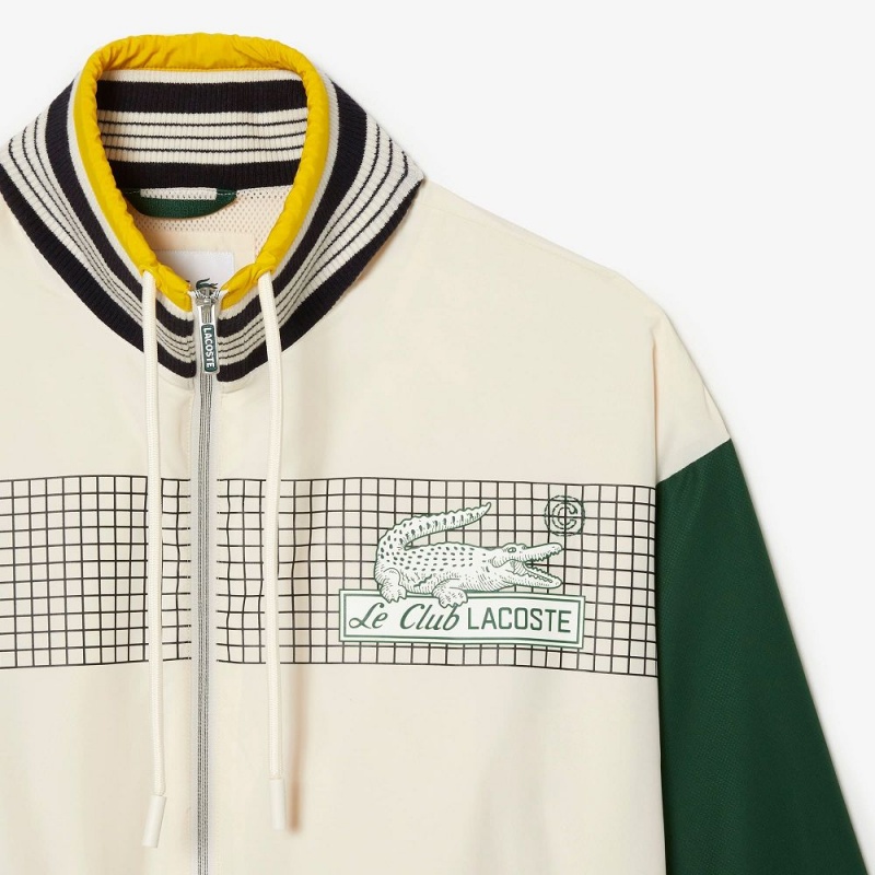 Men's Lacoste Track Jackets White Green | KWJ957028