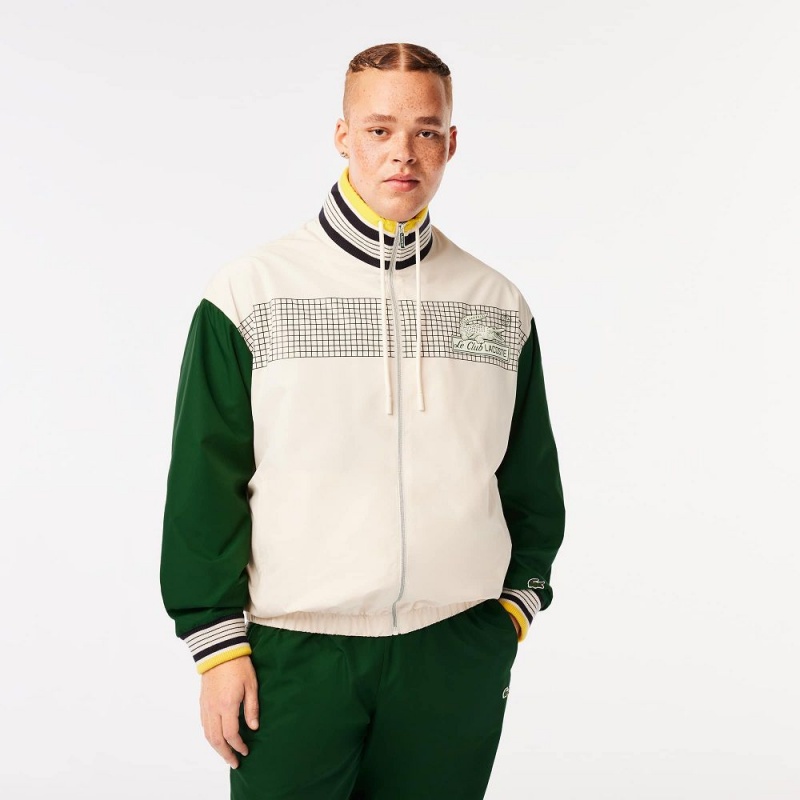 Men's Lacoste Track Jackets White Green | KWJ957028