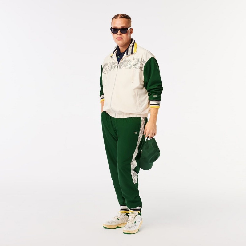 Men's Lacoste Track Jackets White Green | KWJ957028