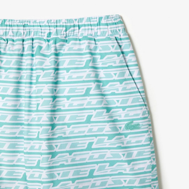 Men's Lacoste Two-Tone Print Swim Trunks Green Light Green | VZM480362