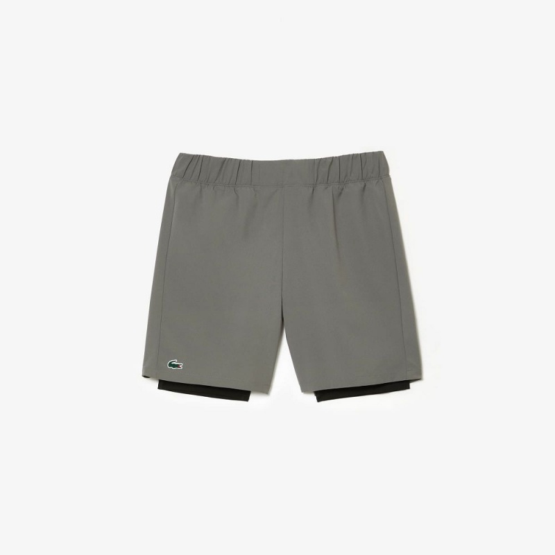 Men's Lacoste Two-Tone SPORT Lined Shorts Grey Black | PKB062875