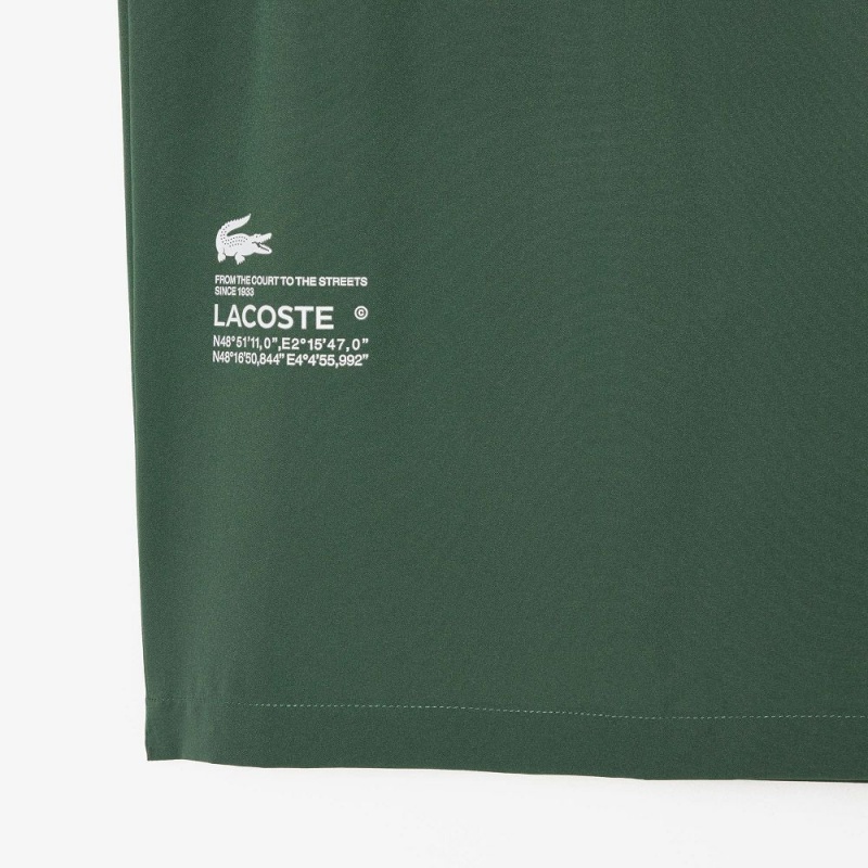 Men's Lacoste Two-Tone SPORT Lined Shorts Dark Green Flashy Yellow | IBS412605