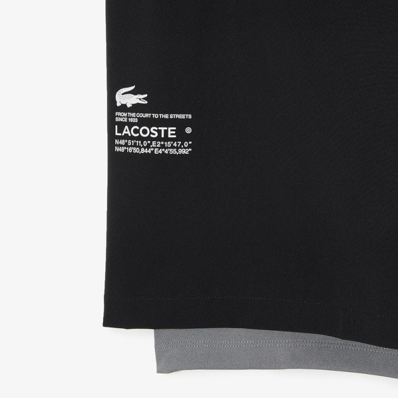 Men's Lacoste Two-Tone SPORT Lined Shorts Black Grey Chine | NEH957346