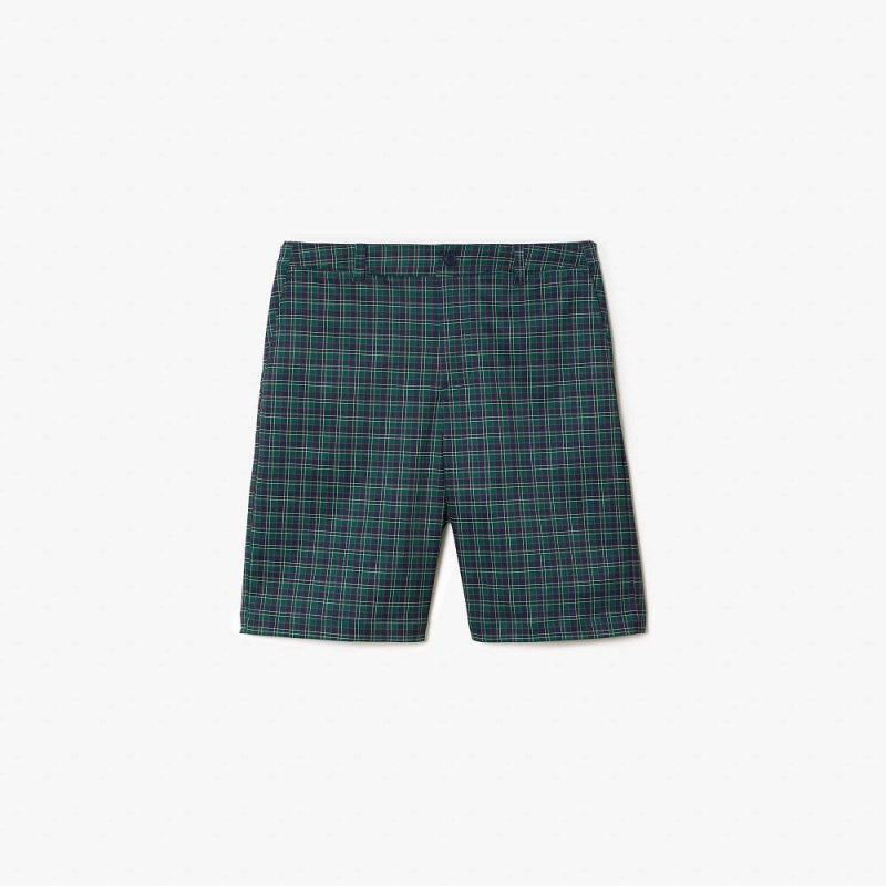 Men's Lacoste Ultra-Dry Checked Golf Shorts Navy Blue Red Yellow | HAQ273659